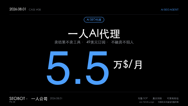 AI SEO代理赚钱SOP实操:一人月入5.5万美元(卖结果不卖工具+49美元订阅制全拆解)-格赚_GEZHUAN_AI落地案例库_一人公司赚钱模式_中小企业AI转型服务