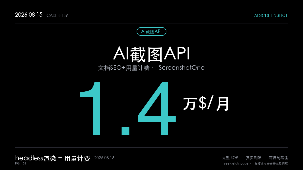 「AI截图API赚钱SOP拆解:开发者靠