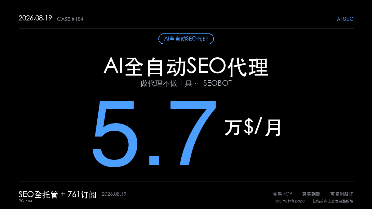 「AI全自动SEO代理赚钱SOP拆解:单人靠