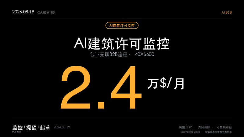 「AI建筑许可监控代理赚钱SOP拆解：单人靠