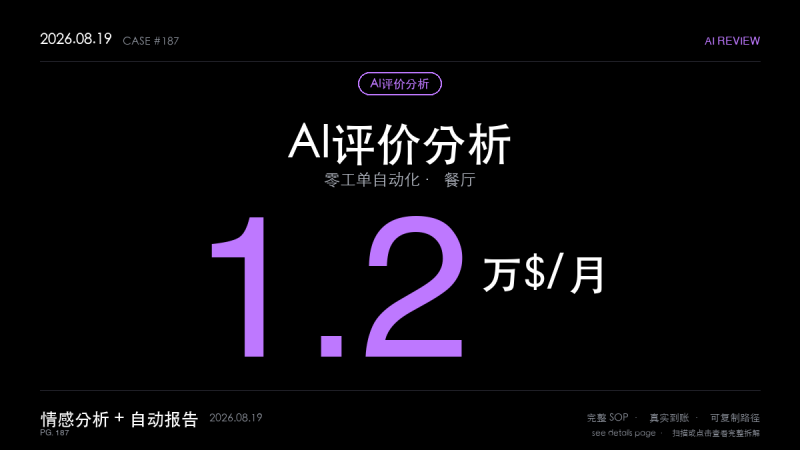 「AI餐厅评价情感分析代理赚钱SOP拆解：单人靠