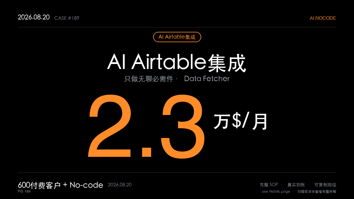 「AI Airtable数据集成赚钱SOP拆解:单人开发者靠