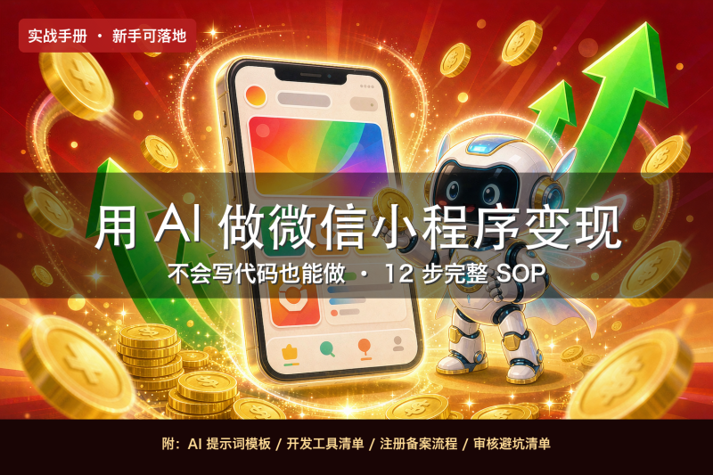 AI小程序实战手册：从 0-1 用 AI 把想法变成能变现的微信小程序（12 步完整 SOP）-格赚 | AI赚钱案例库 - 一人公司赚钱模式与AI副业项目实操